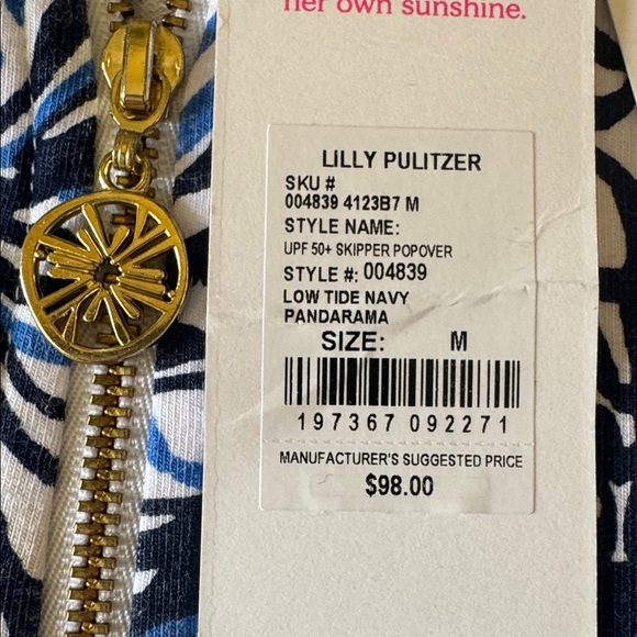 Lilly Pulitzer UPF 50+ Skipper Popover Low Tide Navy Pandarama M - Picture 4 of 12
